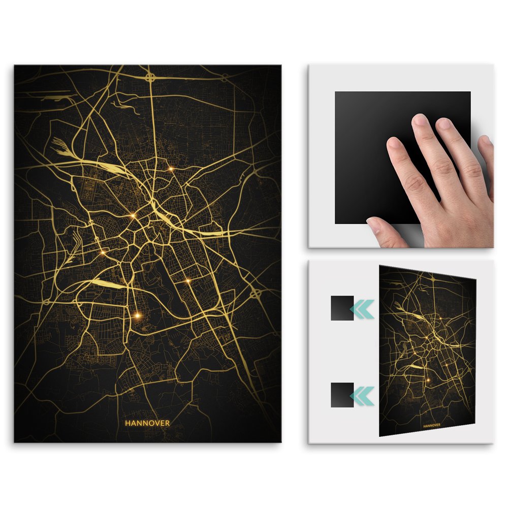 Plakat metalowy Mapa Night Lights Hannover L
