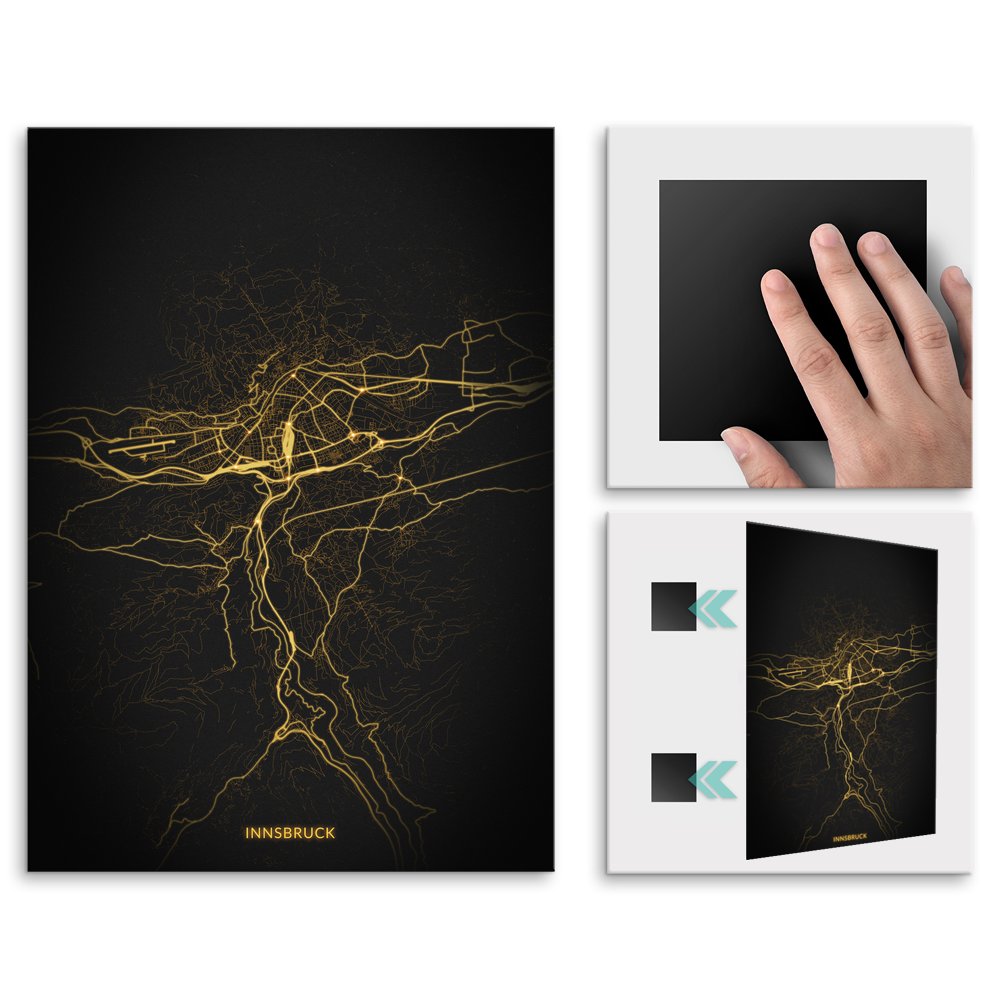 Plakat metalowy Mapa Night Lights Innsbruck L