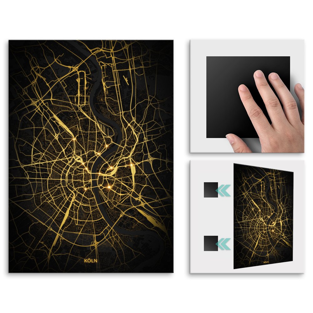 Plakat metalowy Mapa Night Lights Kln M