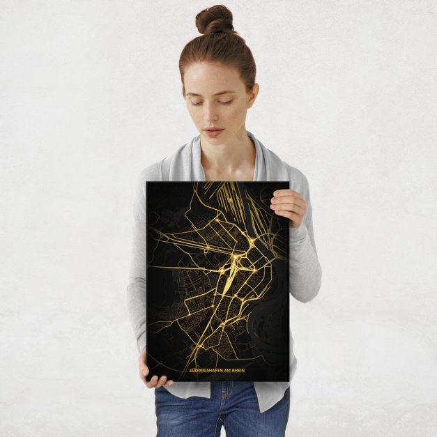 Plakat metalowy Mapa Night Lights Ludwigshafen am Rhein M