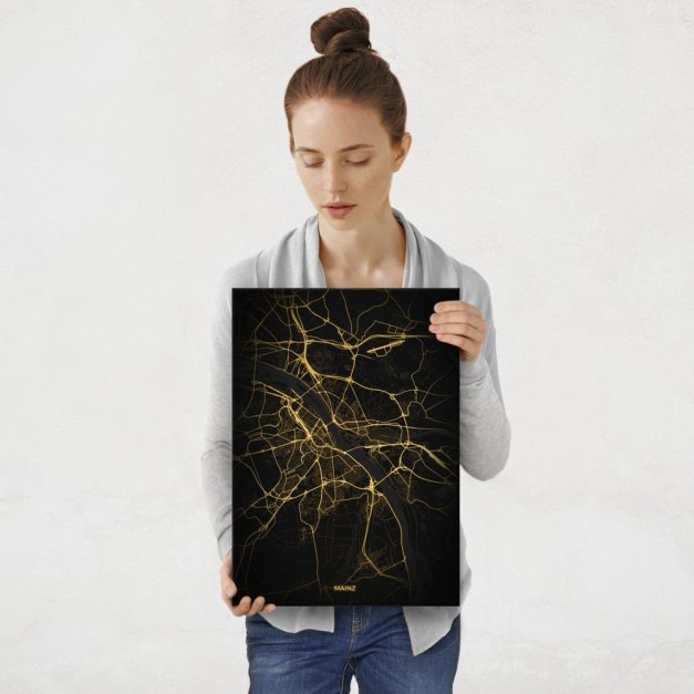 Plakat metalowy Mapa Night Lights Mainz M