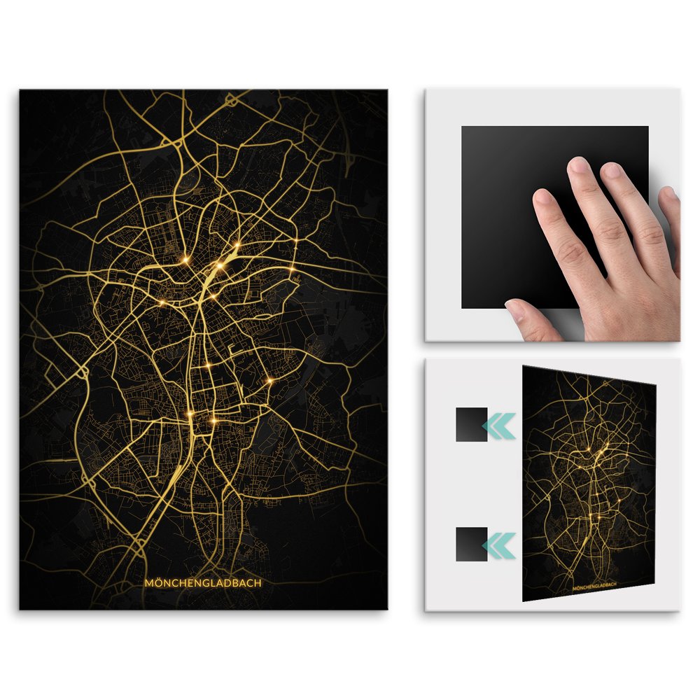Plakat metalowy Mapa Night Lights Mnchengladbach L