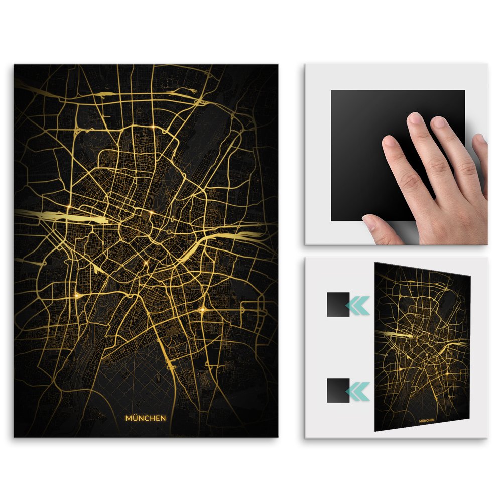 Plakat metalowy Mapa Night Lights Mnchen M