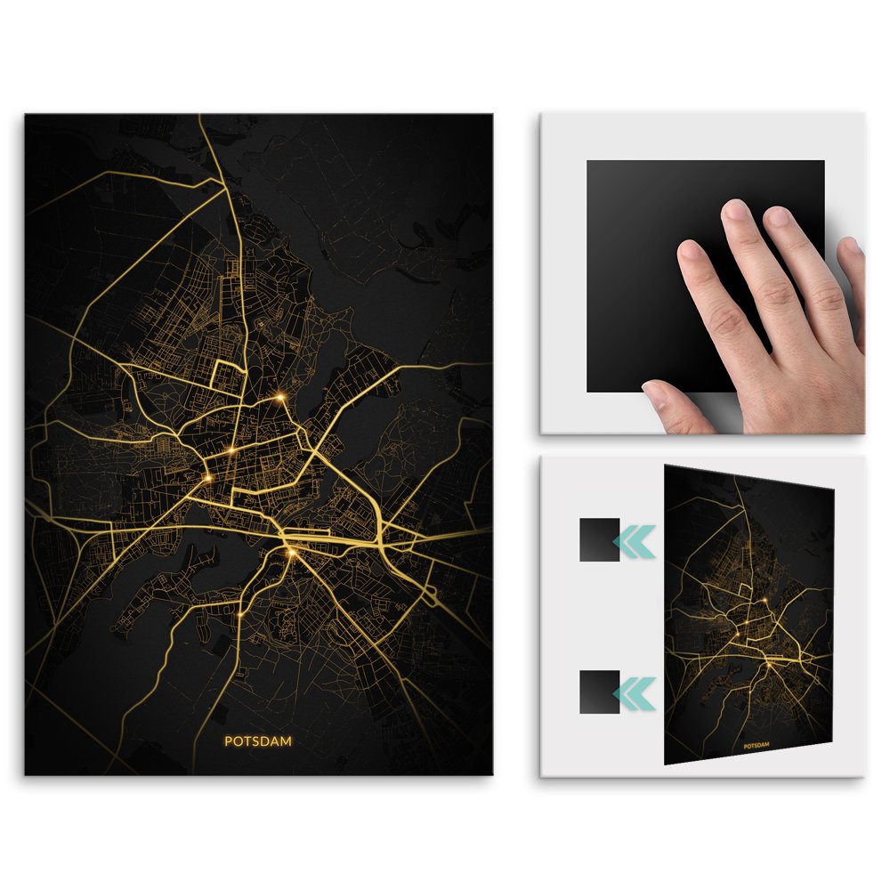 Plakat metalowy Mapa Night Lights Potsdam M