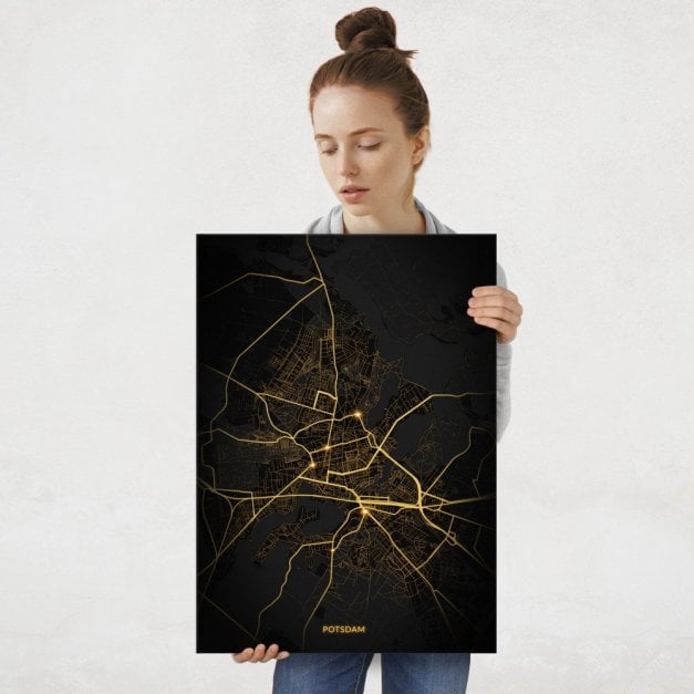 Plakat metalowy Mapa Night Lights Potsdam L