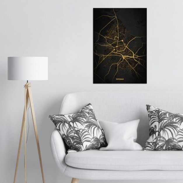 Plakat metalowy Mapa Night Lights Potsdam L
