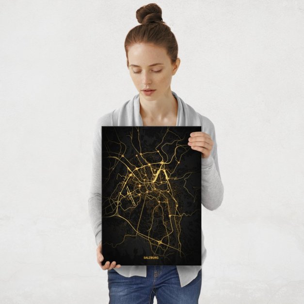 Plakat metalowy Mapa Night Lights Salzburg M
