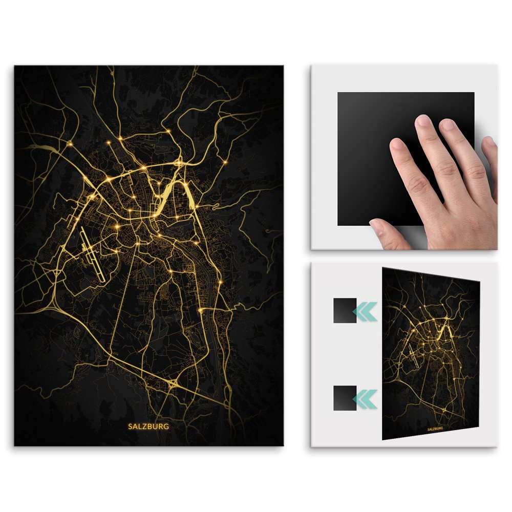 Plakat metalowy Mapa Night Lights Salzburg M
