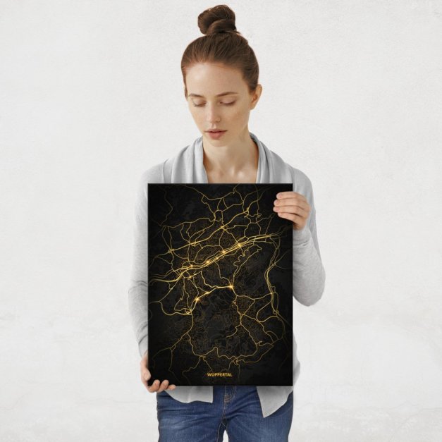 Plakat metalowy Mapa Night Lights Wuppertal M