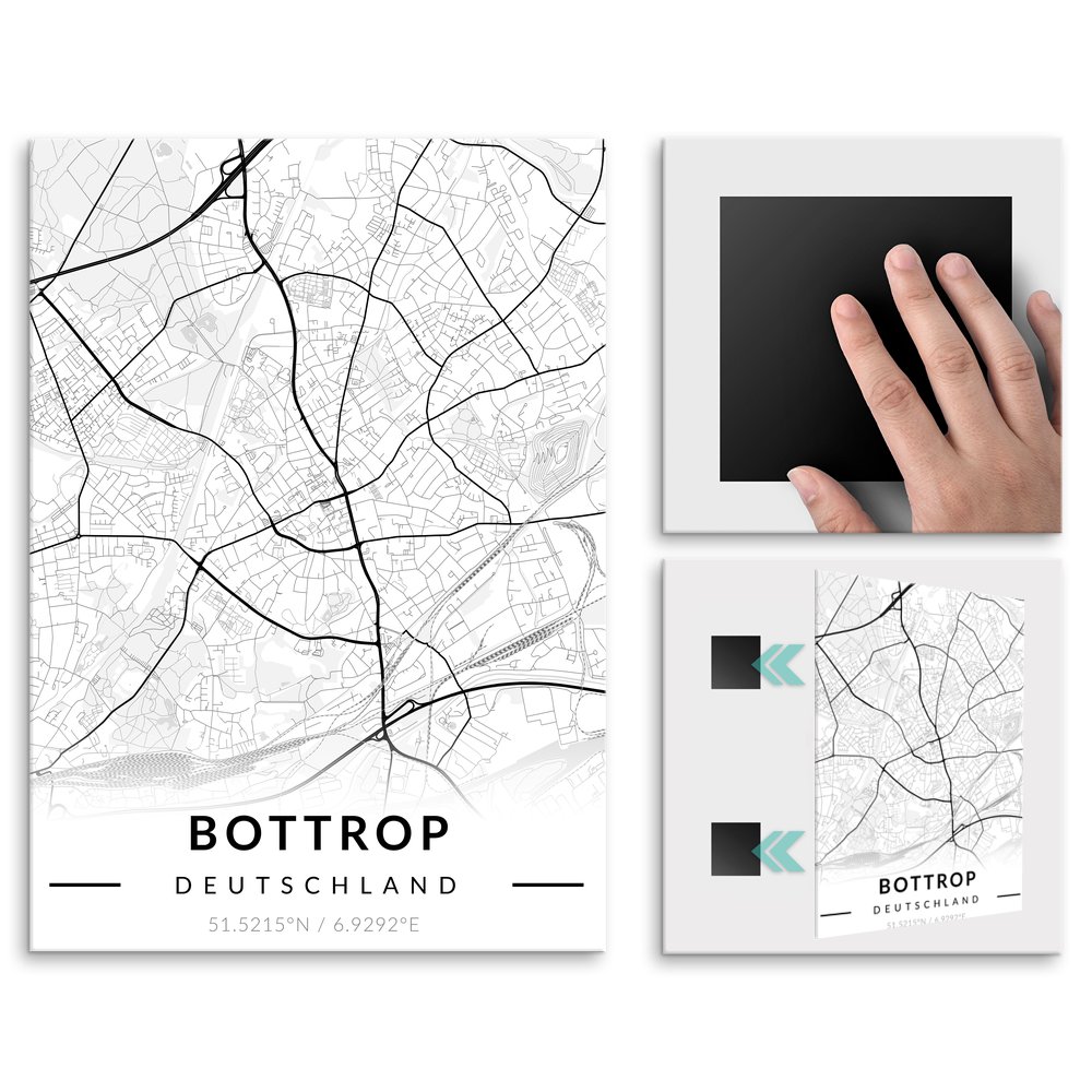 Plakat metalowy Mapa B&W Bottrop L