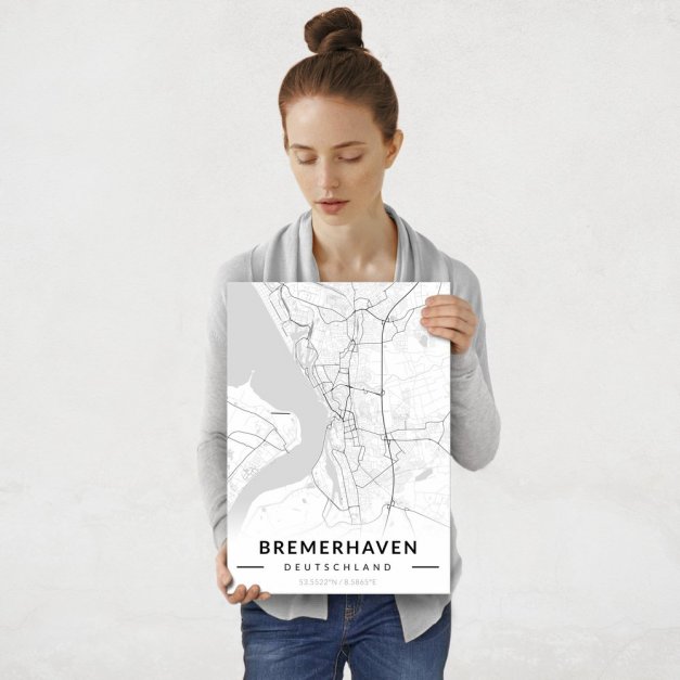 Plakat metalowy Mapa B&W Bremerhaven M