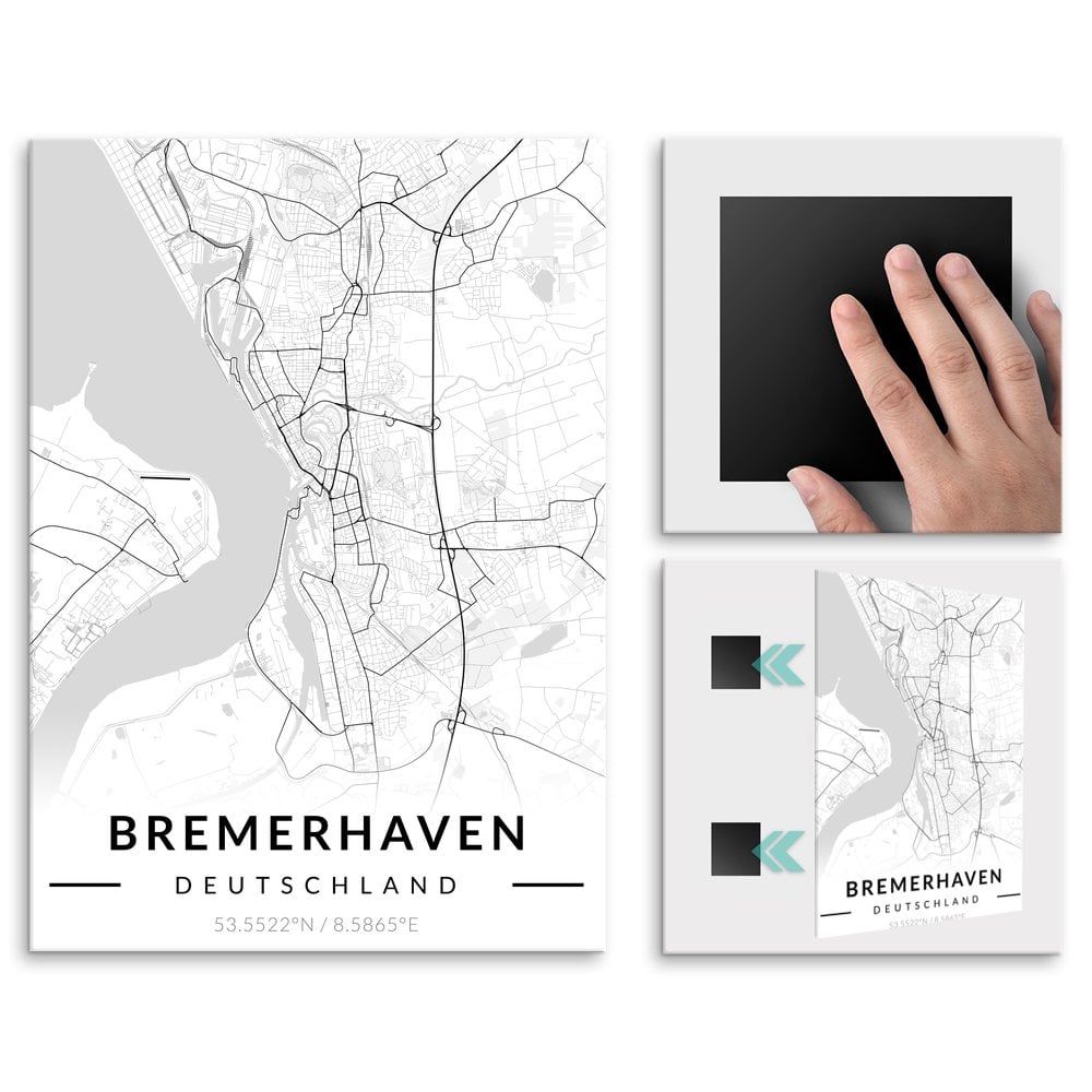 Plakat metalowy Mapa B&W Bremerhaven L