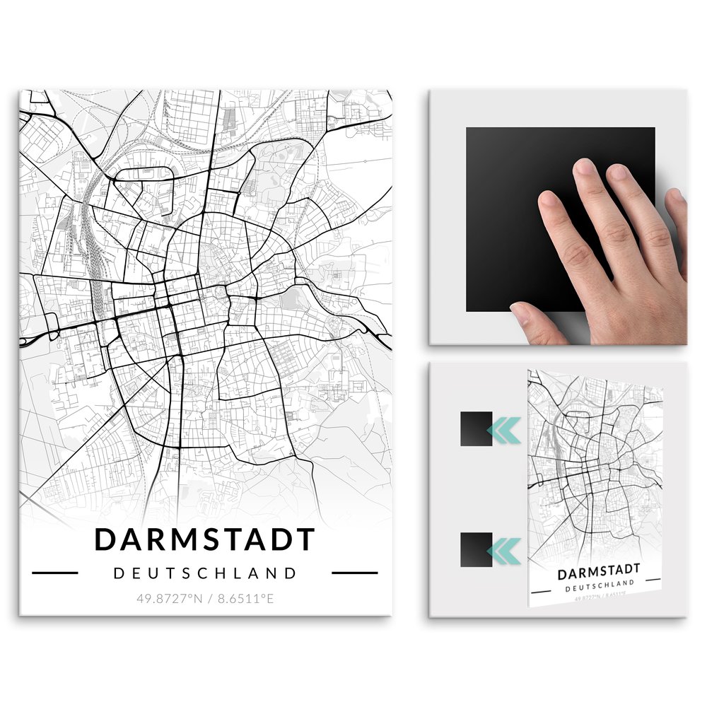 Plakat metalowy Mapa B&W Darmstadt L