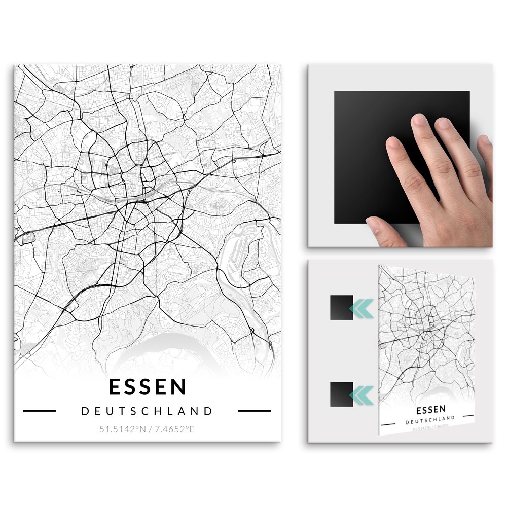 Plakat metalowy Mapa B&W Essen L