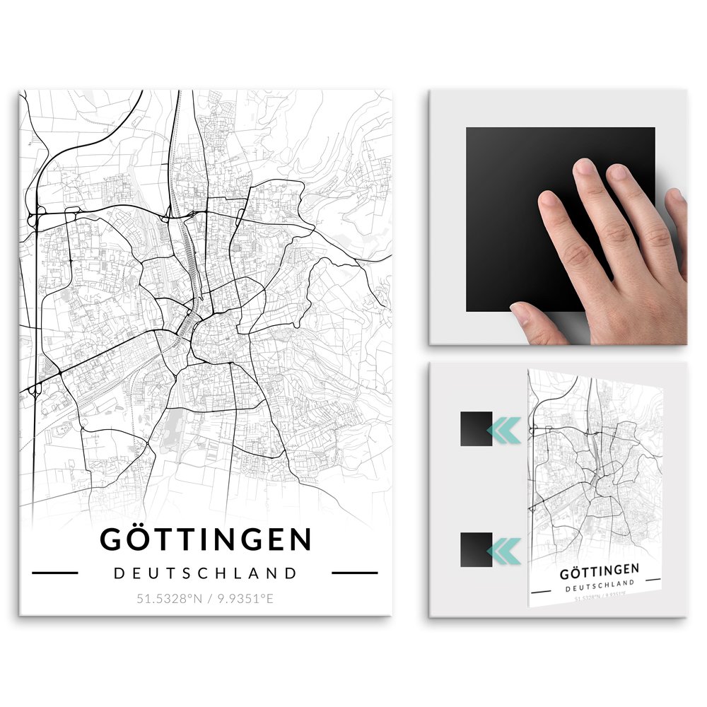 Plakat metalowy Mapa B&W Gttingen L