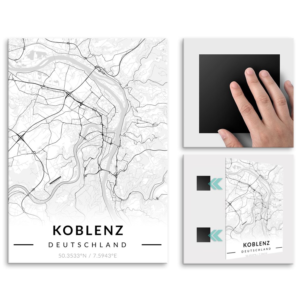 Plakat metalowy Mapa B&W Koblenz M