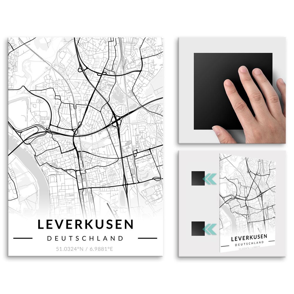 Plakat metalowy Mapa B&W Leverkusen M