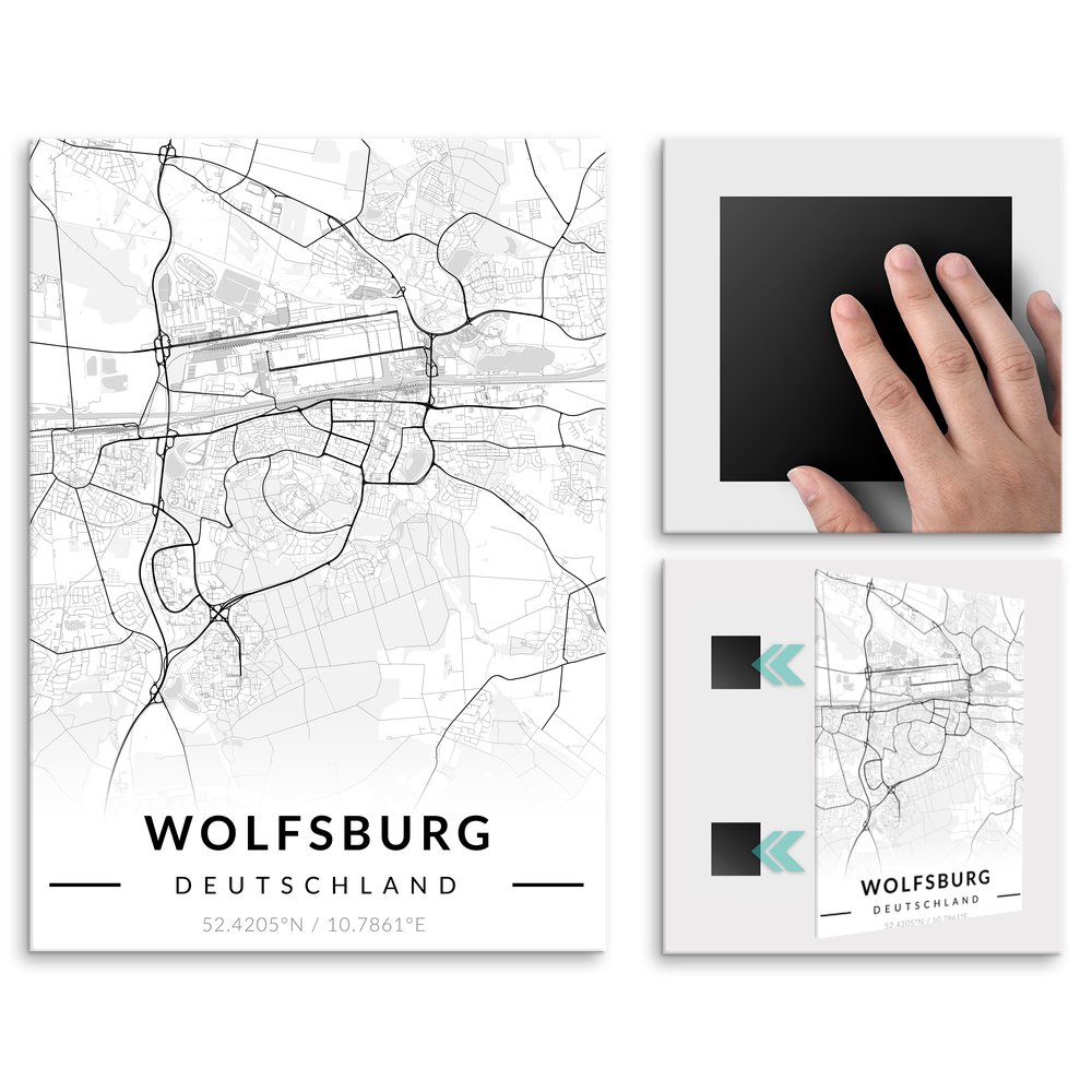 Plakat metalowy Mapa B&W Wolfsburg L