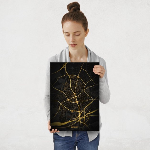 Plakat metalowy Mapa City Lights Bottrop M