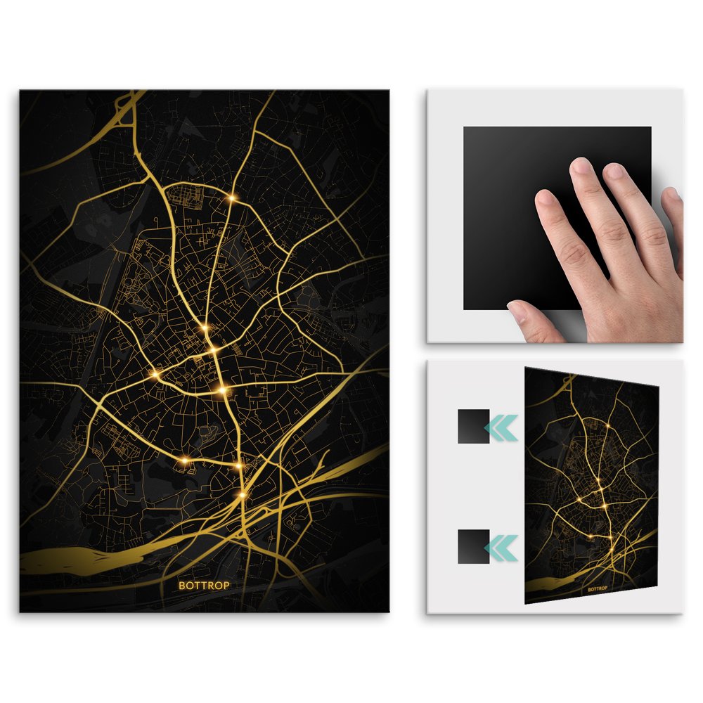 Plakat metalowy Mapa City Lights Bottrop M