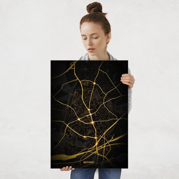 Plakat metalowy Mapa City Lights Bottrop L
