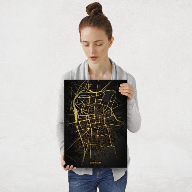 Plakat metalowy Mapa City Lights Darmstadt M