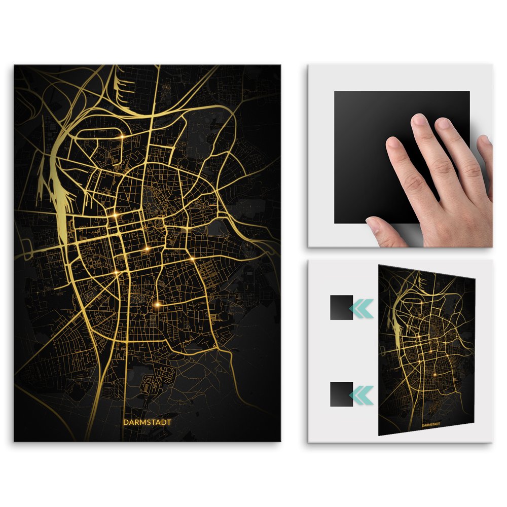 Plakat metalowy Mapa City Lights Darmstadt L