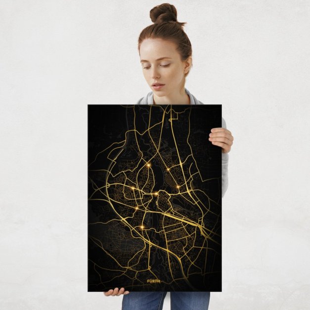 Plakat metalowy Mapa City Lights Fürth L
