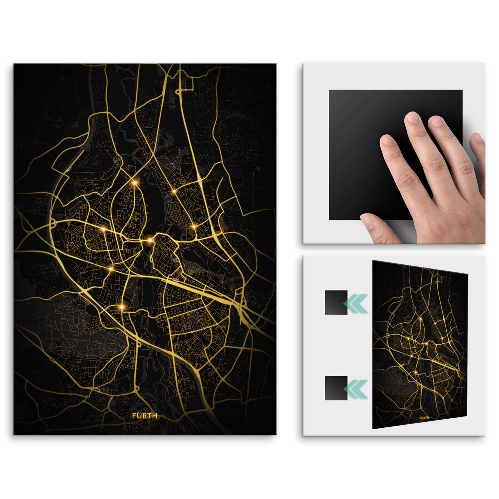 Plakat metalowy Mapa City Lights Frth L