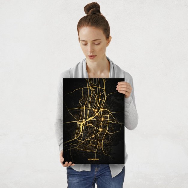 Plakat metalowy Mapa City Lights Heilbronn M