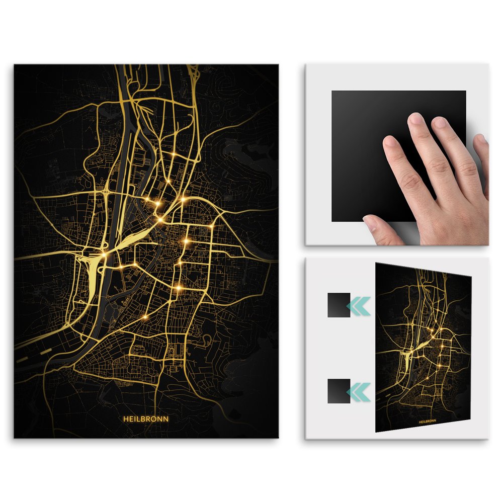 Plakat metalowy Mapa City Lights Heilbronn M
