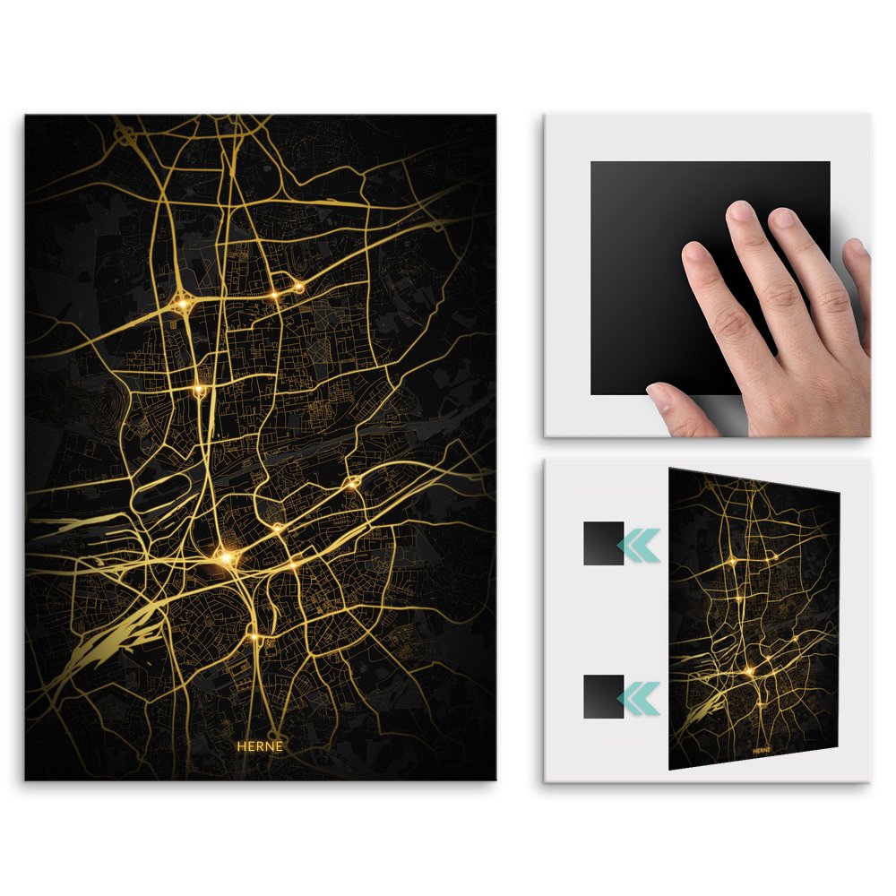 Plakat metalowy Mapa City Lights Herne L