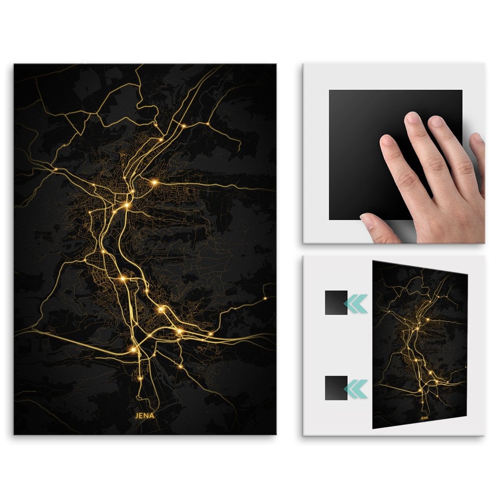 Plakat metalowy Mapa City Lights Jena L