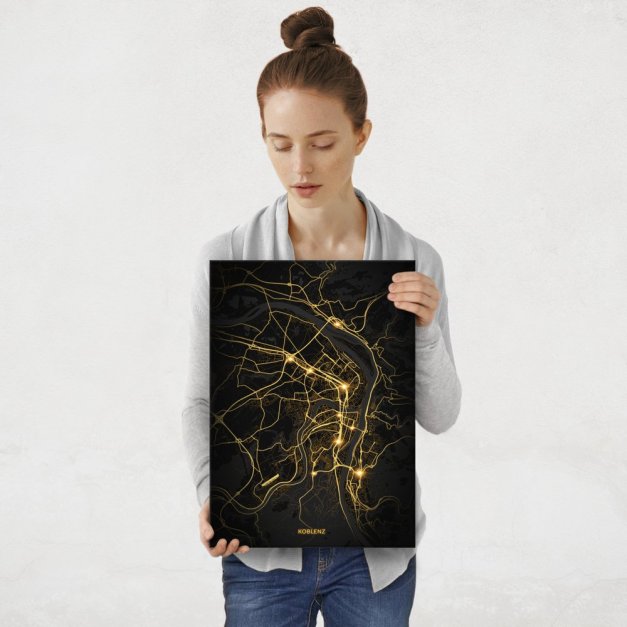Plakat metalowy Mapa City Lights Koblenz M