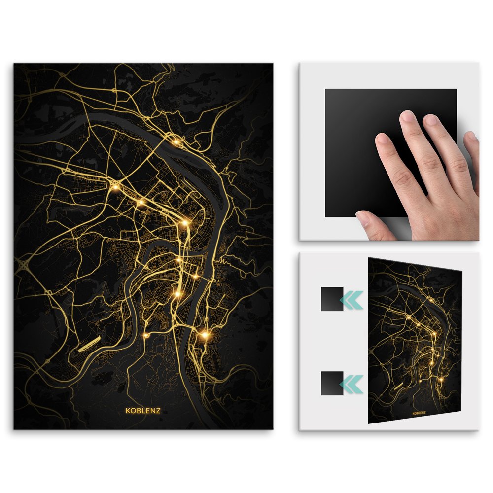 Plakat metalowy Mapa City Lights Koblenz M