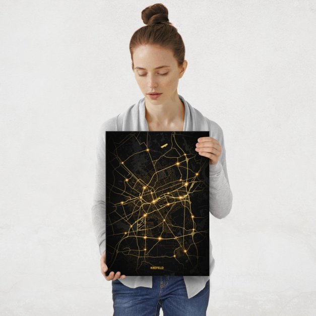 Plakat metalowy Mapa City Lights Krefeld M