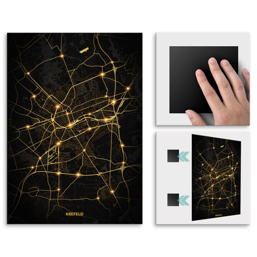 Plakat metalowy Mapa City Lights Krefeld L