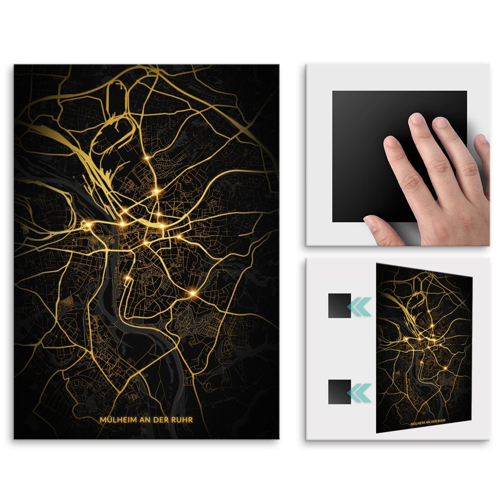 Plakat metalowy Mapa City Lights Mlheim an der Ruhr M