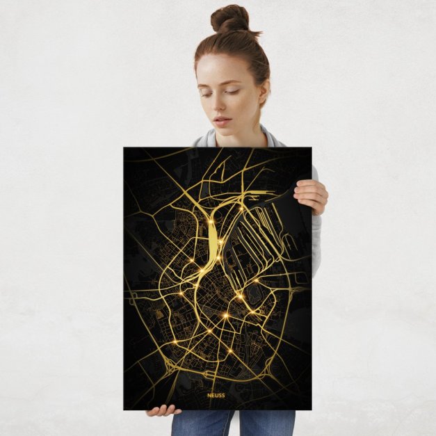 Plakat metalowy Mapa City Lights Neuss L