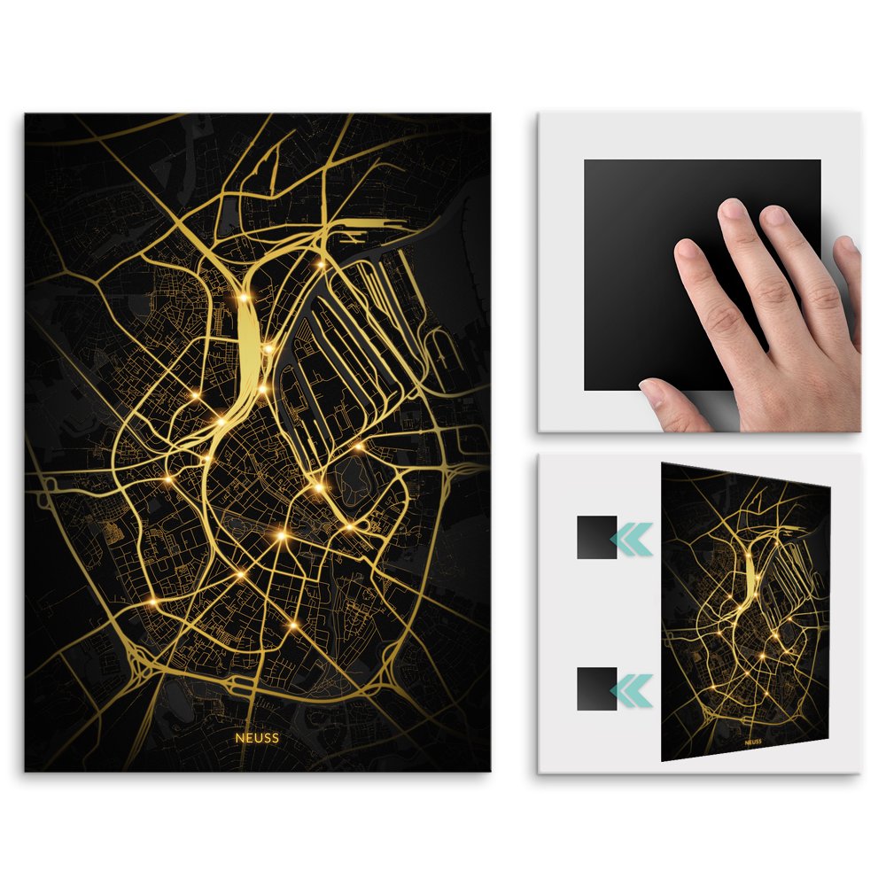Plakat metalowy Mapa City Lights Neuss L