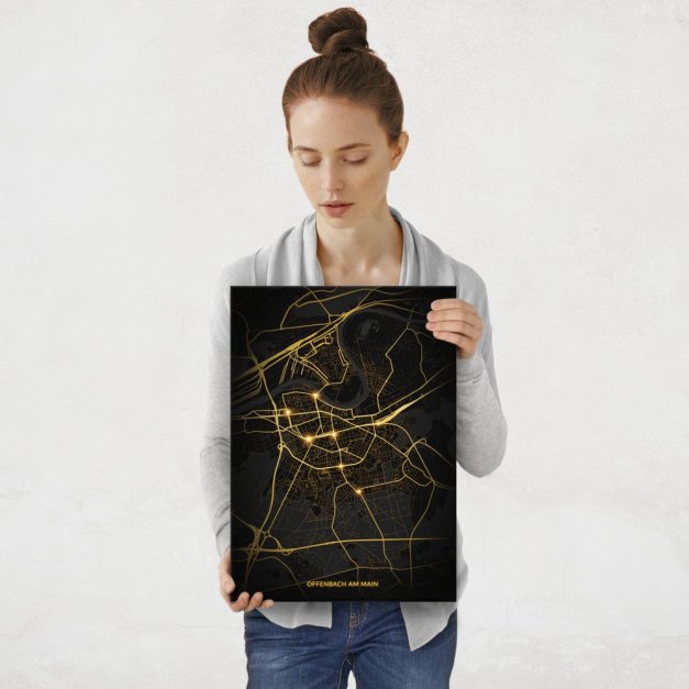 Plakat metalowy Mapa City Lights Offenbach am Main M