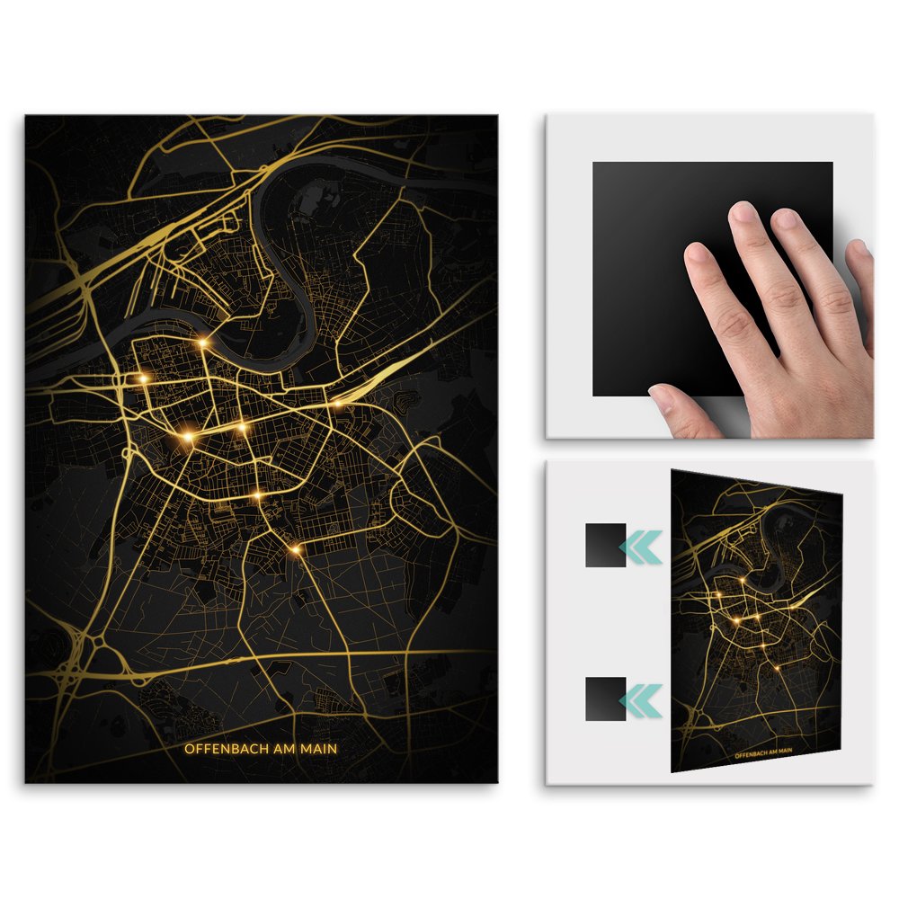 Plakat metalowy Mapa City Lights Offenbach am Main M