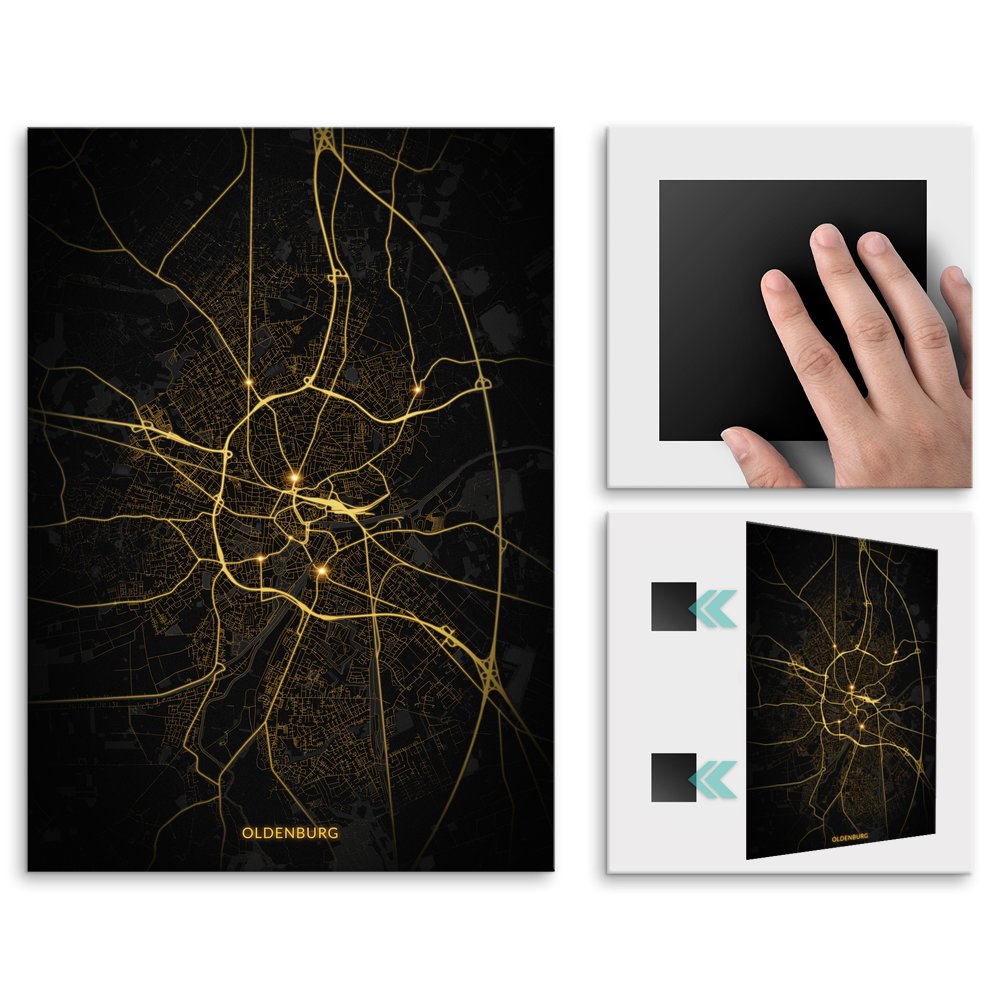 Plakat metalowy Mapa City Lights Oldenburg M