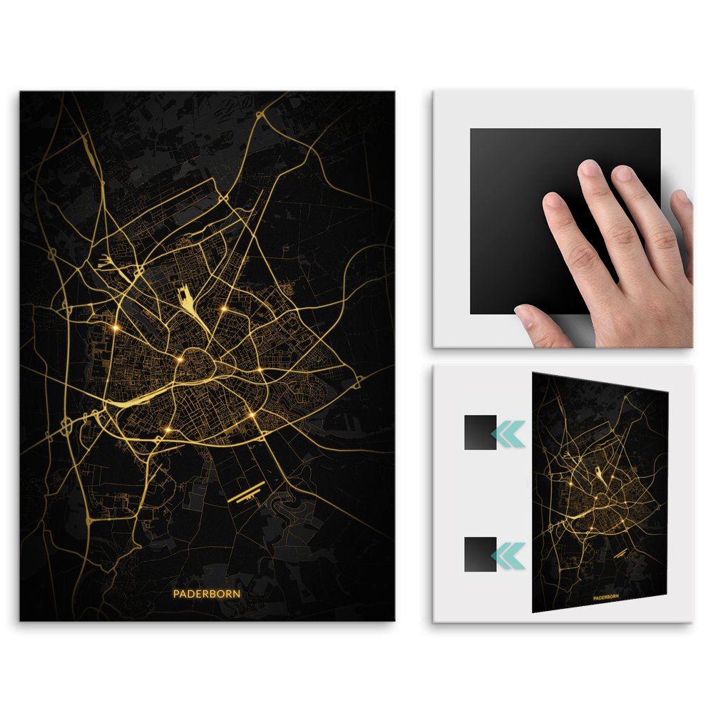 Plakat metalowy Mapa City Lights Paderborn L