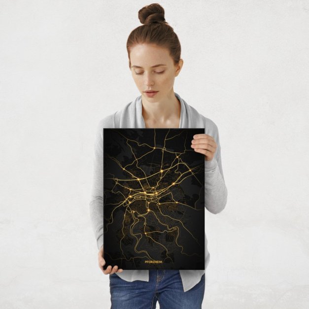 Plakat metalowy Mapa City Lights Pforzheim M