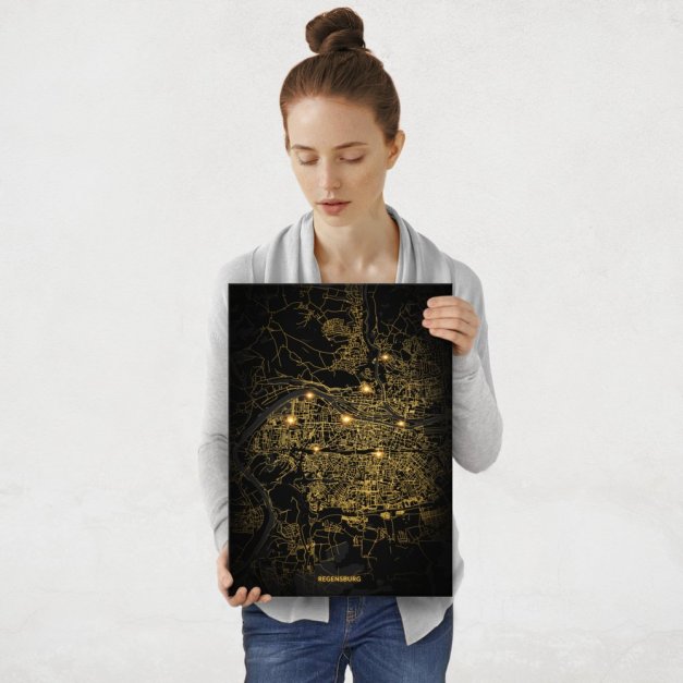 Plakat metalowy Mapa City Lights Regensburg M