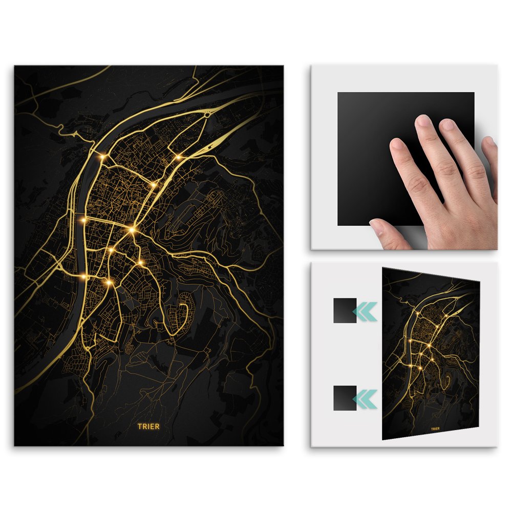Plakat metalowy Mapa City Lights Trier M
