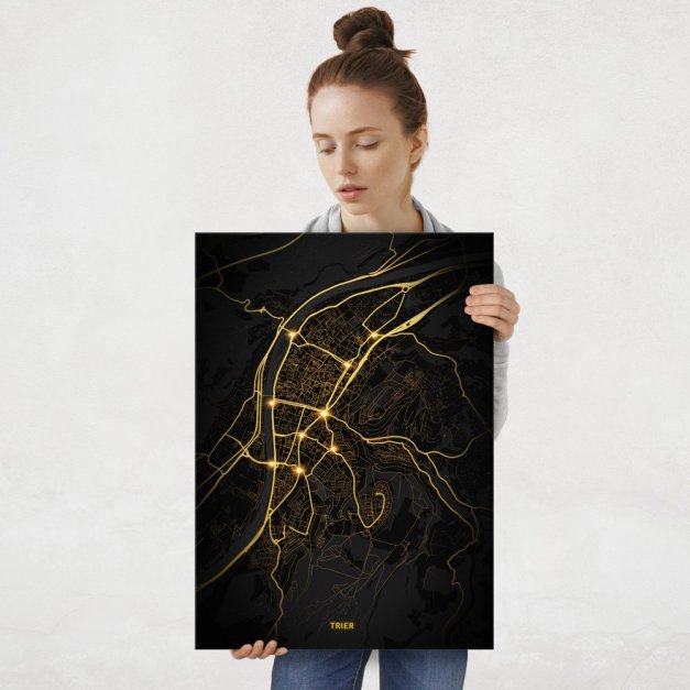 Plakat metalowy Mapa City Lights Trier L