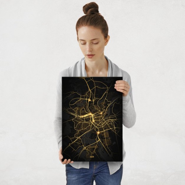 Plakat metalowy Mapa City Lights Ulm M