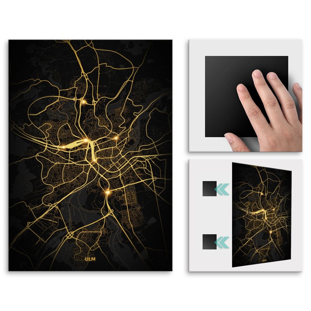 Plakat metalowy Mapa City Lights Ulm L
